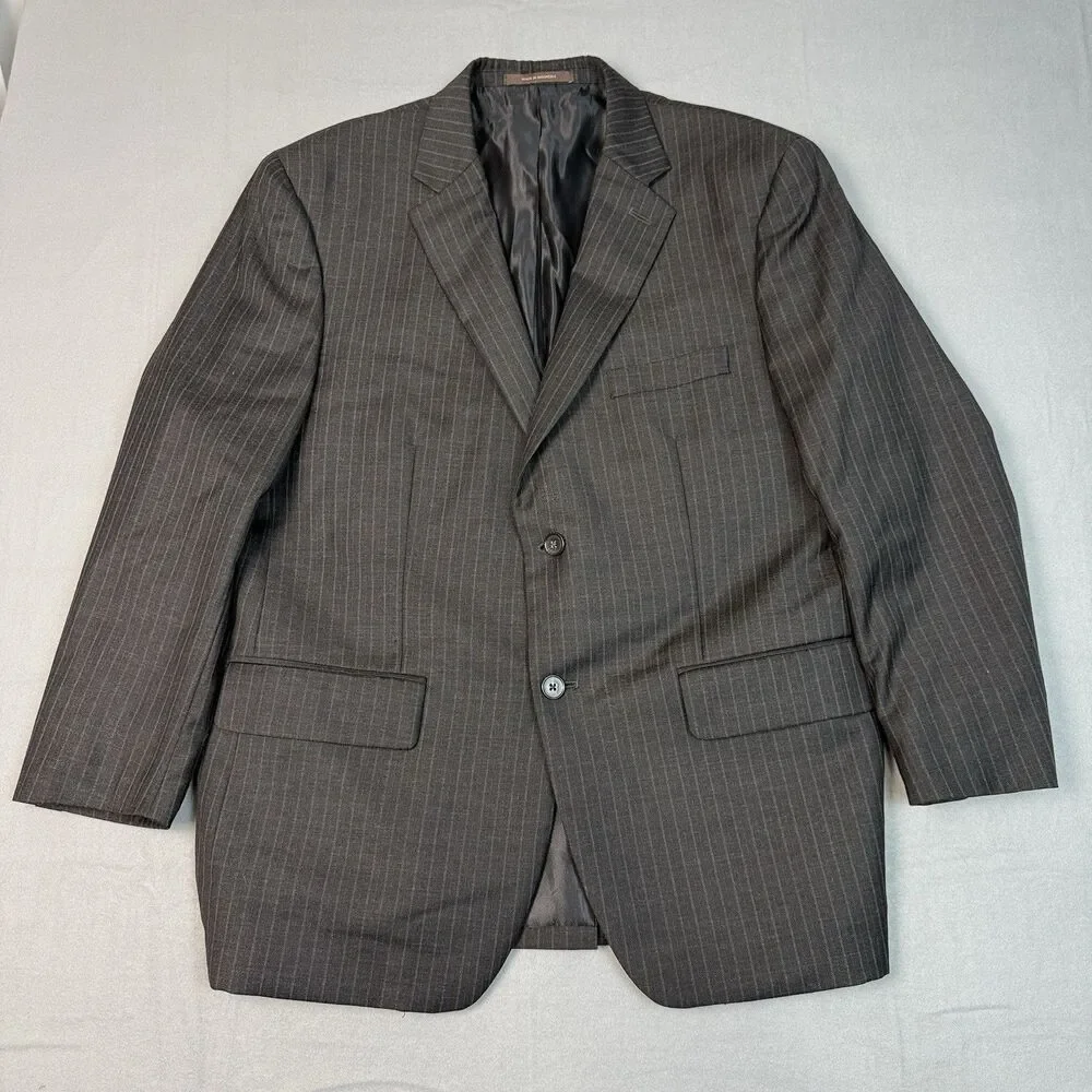 Tasso Elba Mens Black Striped Sport Coat Suit Jacket Blazer Size‎ S42 - 90% Wool